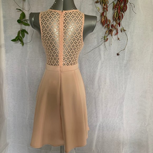 🔴 Dusty Pink Mini Embroidered Neckline Dress - Picture 4 of 9